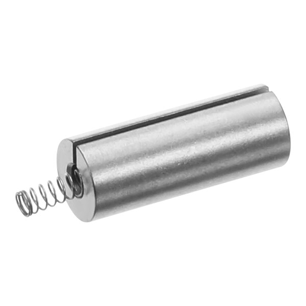 A metal rod with a spring on a metal cylinder.