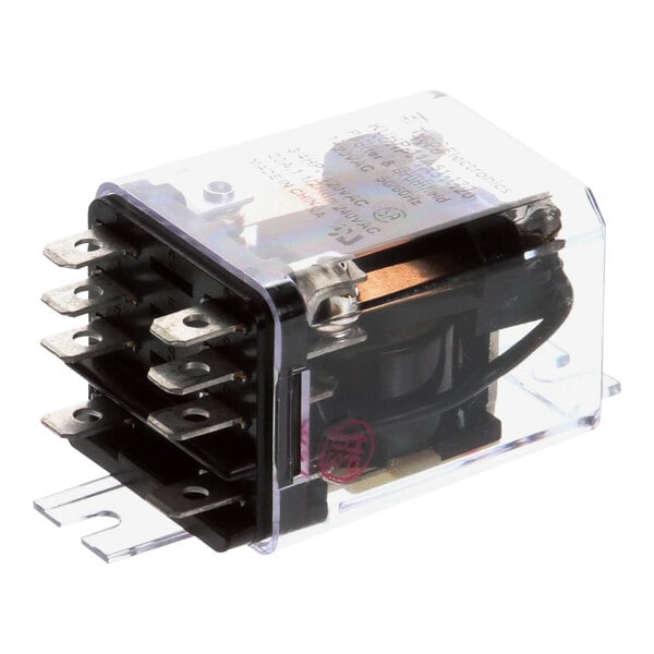 A Frymaster electronic relay with a clear case.