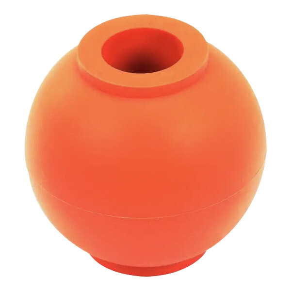 A round orange CMA Dishmachines drain ball with a hole in it.