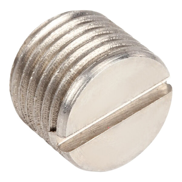 A stainless steel threaded nut.