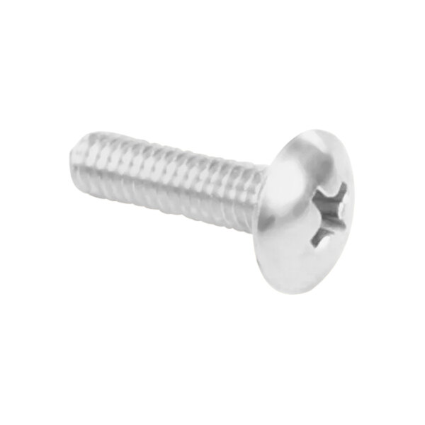A close-up of a CMA Dishmachines 8-32 X 5/8 panhead screw on a white background.