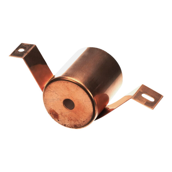 A copper cylinder with holes.