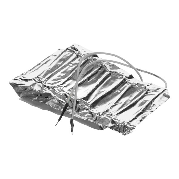A piece of aluminum foil with wires.
