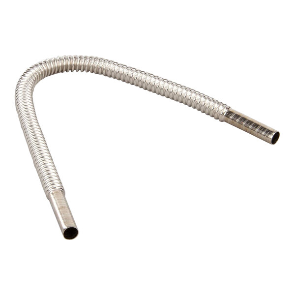 A stainless steel hose with a curved metal tube at one end.