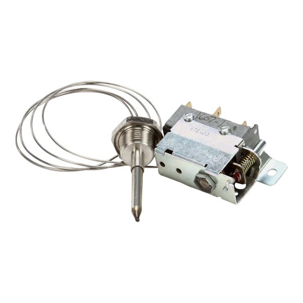 A CMA Dishmachines thermostat control with a wire attached.