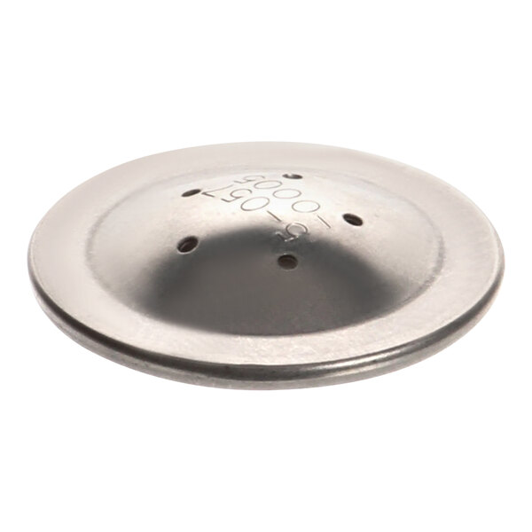 A silver metal Bunn 5 hole sprayhead.