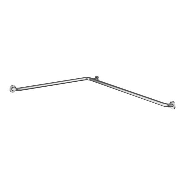 A stainless steel Lavex restroom grab bar with a satin finish.
