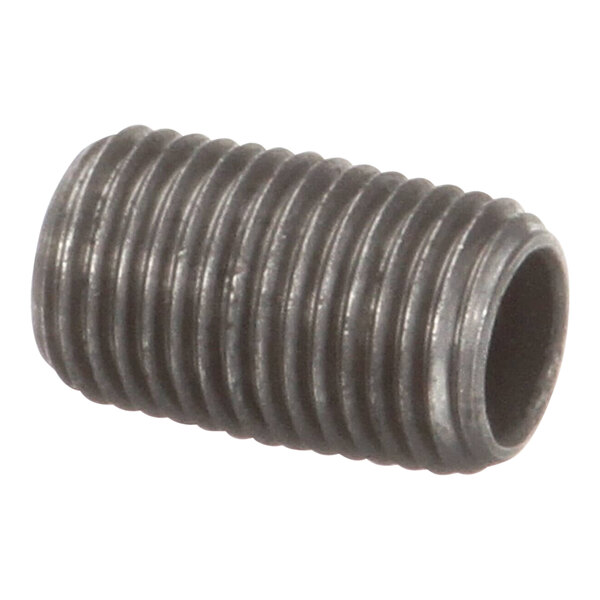 A close-up of a black Frymaster nipple with a threaded rod.