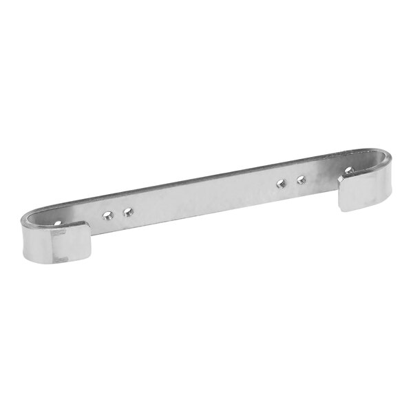 A stainless steel Frymaster bracket with two holes.