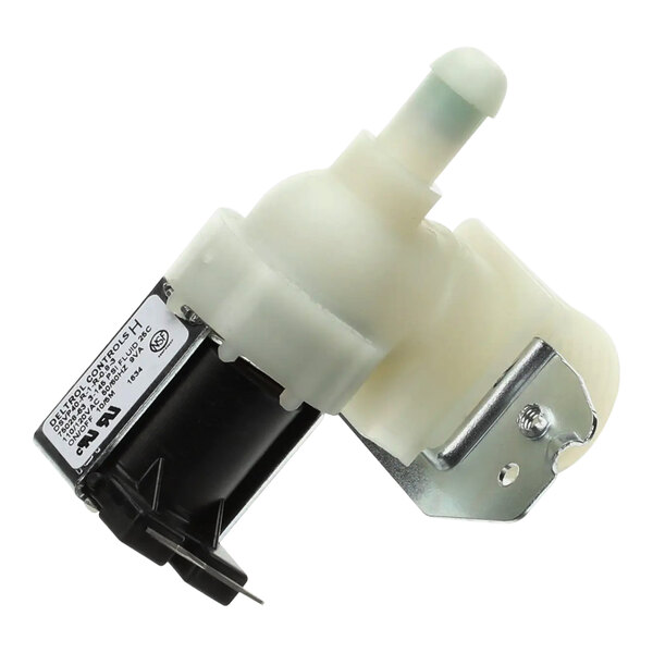 A white Bunn inlet valve with a black plastic cover.