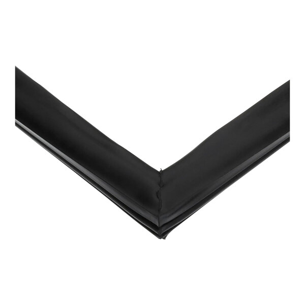 A close up of a black rubber corner piece.