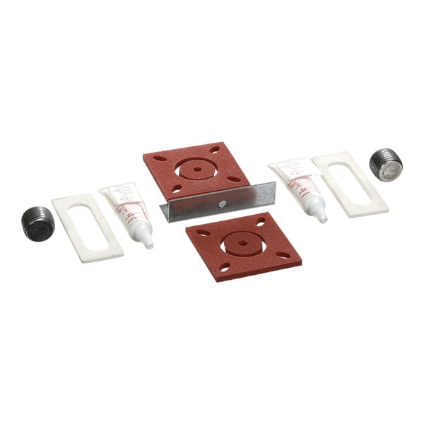 A white background with a red and white Frymaster hardware kit for frypot.