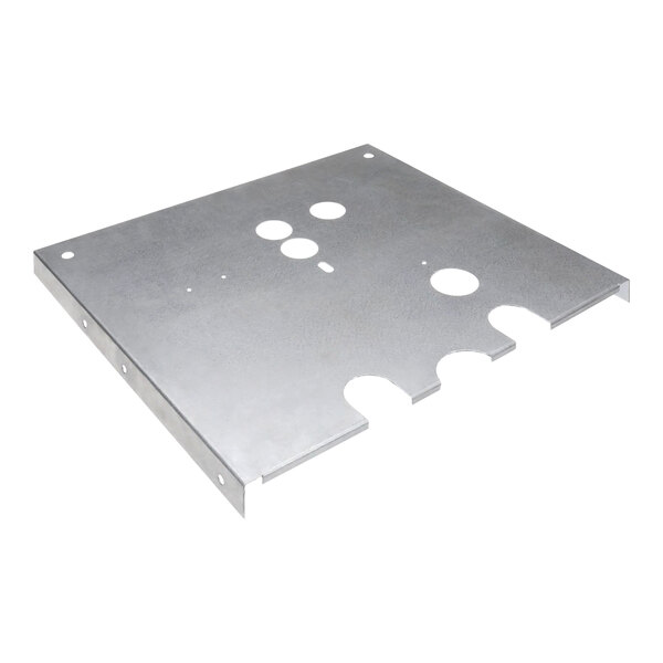 A metal plate with holes on it.