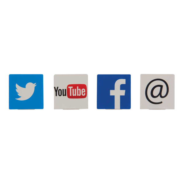 A white square with four different social media icons.