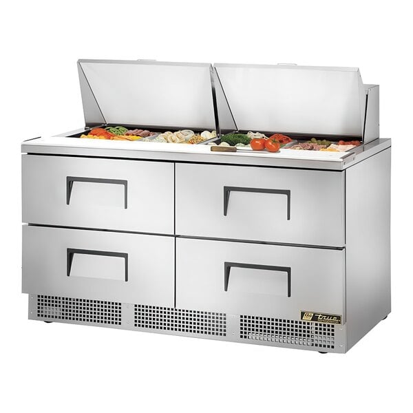 A True 4 drawer mega top sandwich prep table.