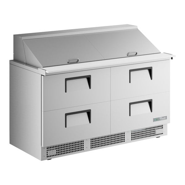 A True 64" 4 drawer stainless steel sandwich prep refrigerator.