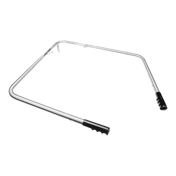 A metal frame with a black handle on each end.