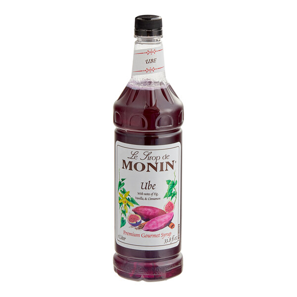 A Monin Ube Flavoring Syrup bottle.