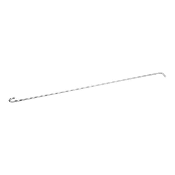 A long metal rod with a metal hook on each end on a white background.