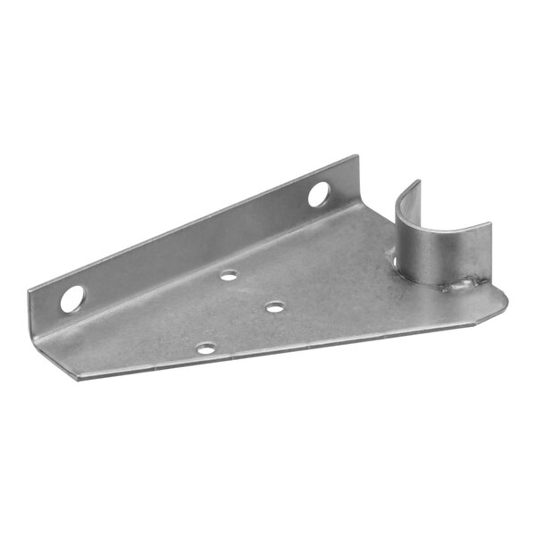 A metal CMA Dishmachines door handle support bracket with holes in the corner.