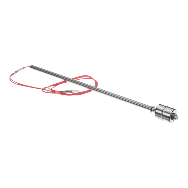 A metal rod with a red wire attached to it.