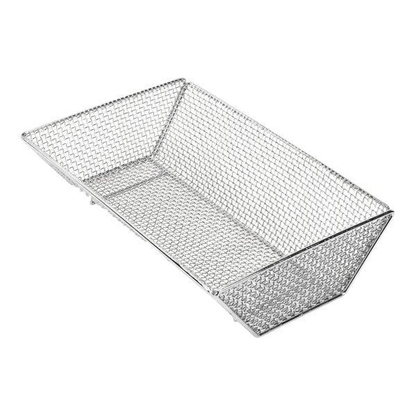 A metal wire filter pan tray with a hole in the middle.