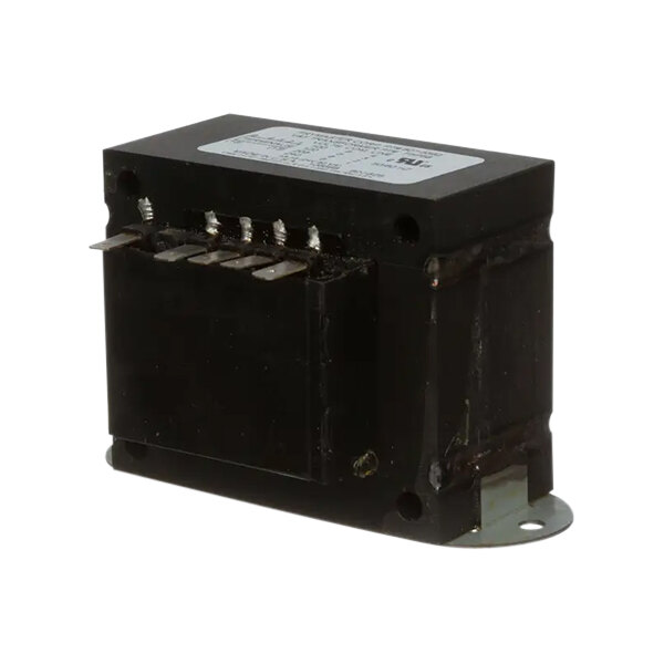 A black rectangular Frymaster transformer with small metal parts inside.