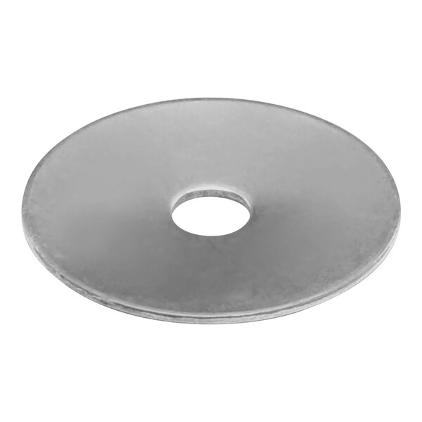 A stainless steel CMA Dishmachines diaphragm support disk with a hole in the center.