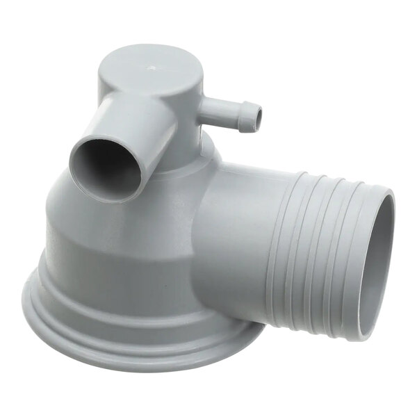 A grey plastic pipe with nozzle.