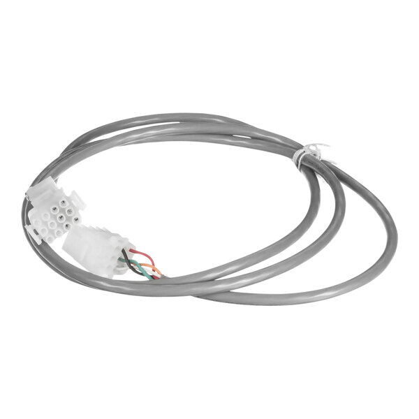 A grey cable with a white and red connector on the end.