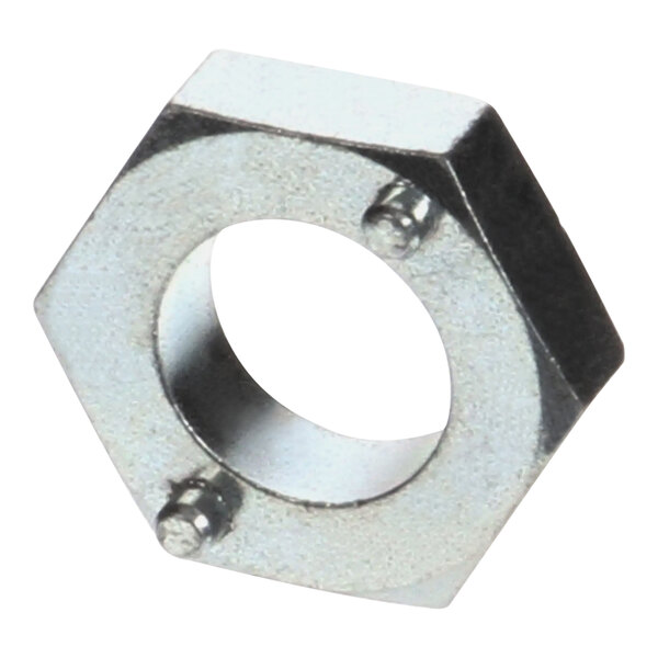 A metal Bunn spanner valve sleeve nut with a hexagon opening.
