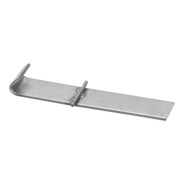 A stainless steel rectangular bracket with a metal bar.