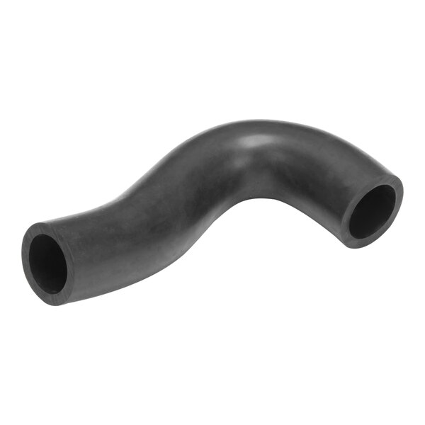 A black rubber goose neck drain hose for a dishwasher.