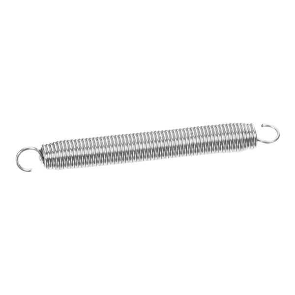 A metal spring on a white background.