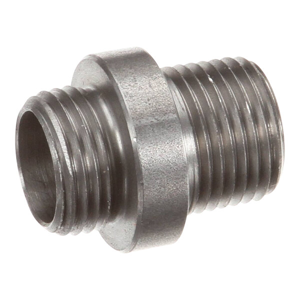 A Frymaster check valve adapter with threaded aluminum pipes.