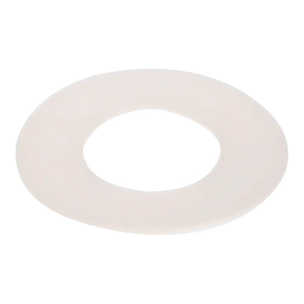 A white plastic circle with a hole in it.