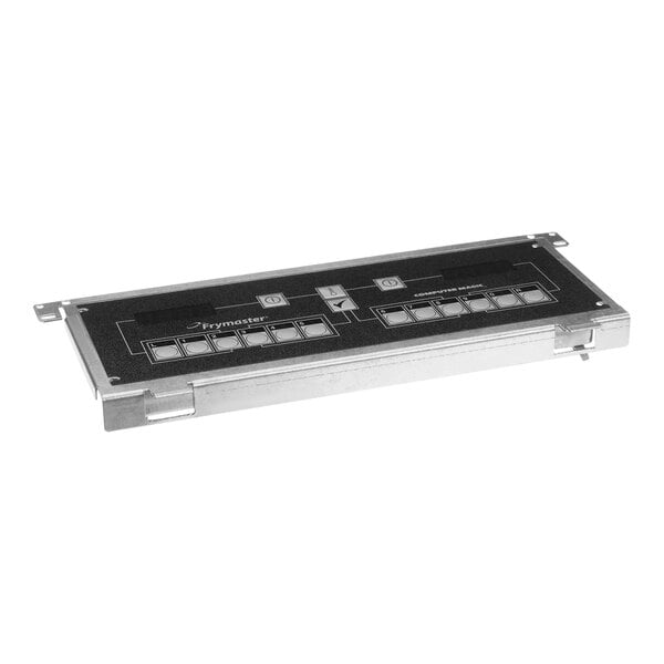 A black and silver rectangular Frymaster control panel with buttons.