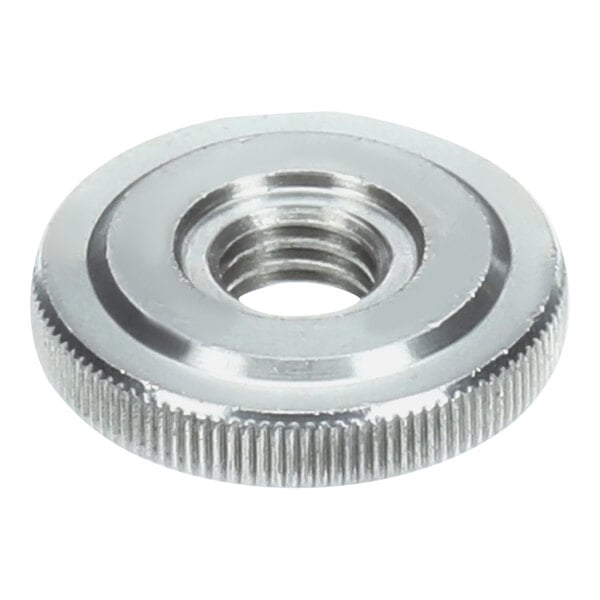 A close up of a stainless steel CMA Dishmachines Spacer Nut