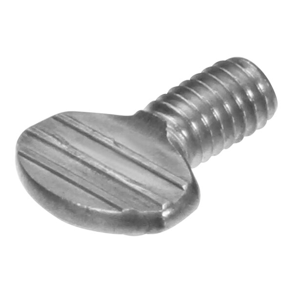 A close-up of a CMA Dishmachines stainless steel thumbscrew.