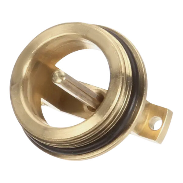 A brass CMA Dishmachines 1/2 vacuum breaker bonnet with a black nut.