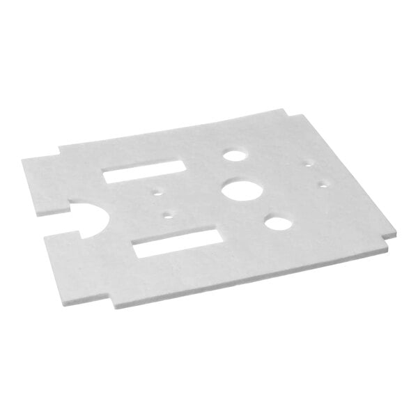 A white plastic sheet with holes and circles.