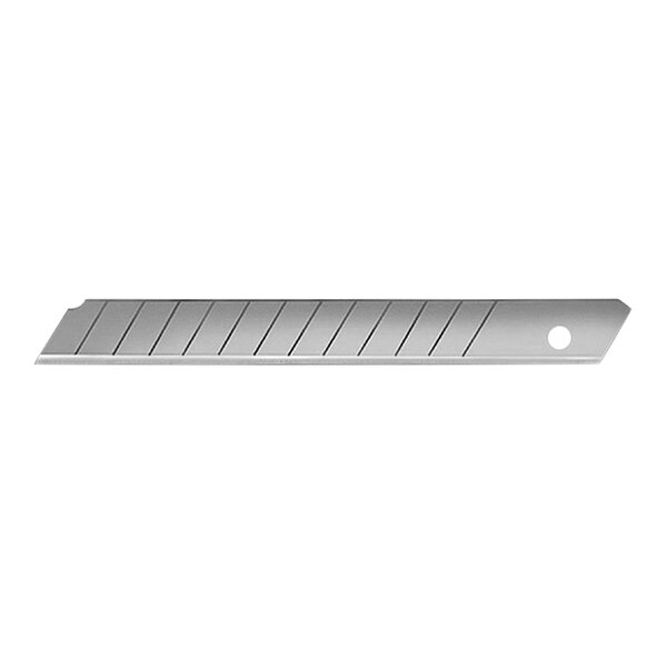 A silver Allway Tools snap-off blade with a hole in it.