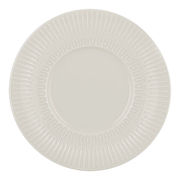 A Schonwald white porcelain plate with a spiral pattern.