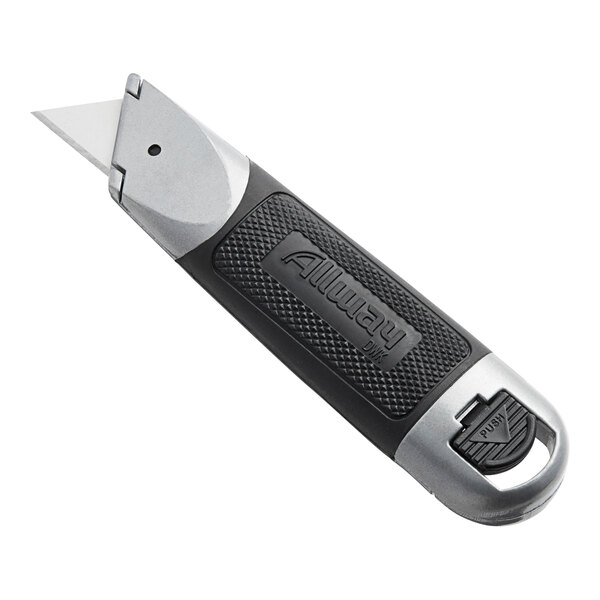 An Allway Tools black and silver fixed-blade utility knife with a soft-grip handle.