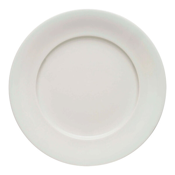 A Schonwald Delight white porcelain plate with a circular white edge.