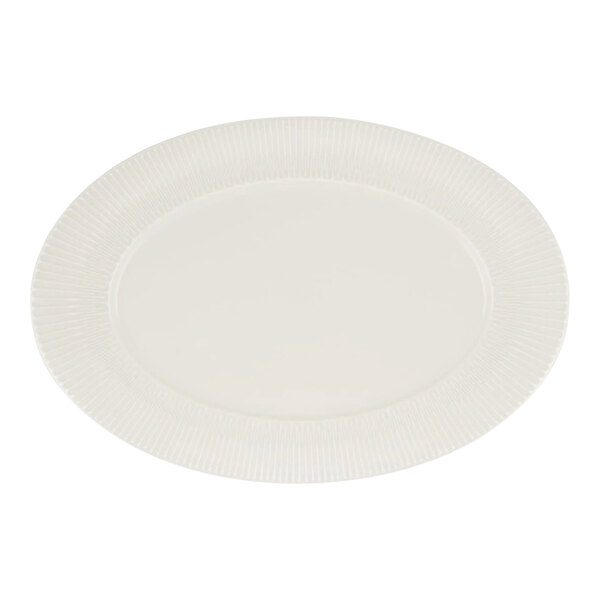 A Schonwald white porcelain oval platter with a thin rim.