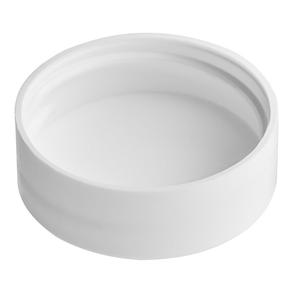 A white plastic lid with a foam liner on a white background.
