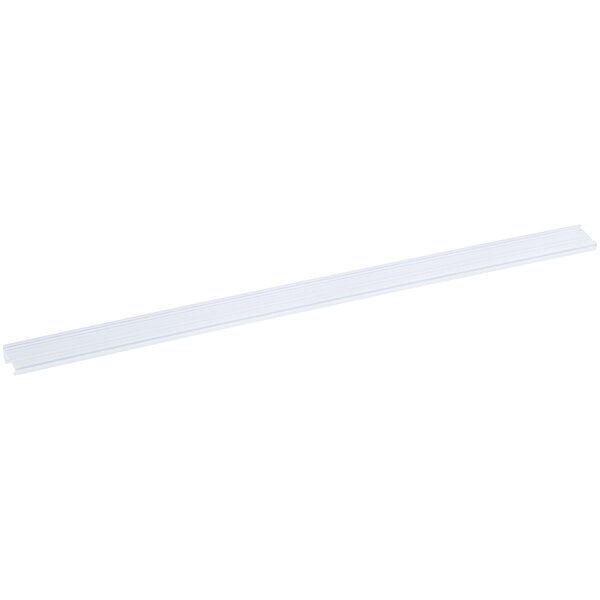A long white plastic rectangular label holder.