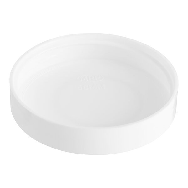 A white plastic container with a 58/400 smooth white plastic lid.