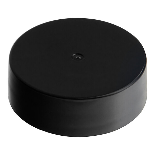 A 33/400 black plastic lid with a round top and a small hole in the center.